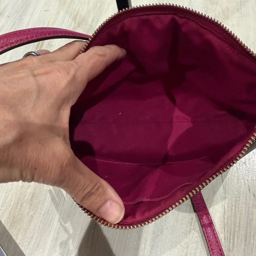 Coach Brown Signature Crossbody with Pink Trim and Strap